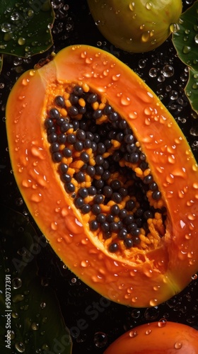 Papayas, adorned with glist...
