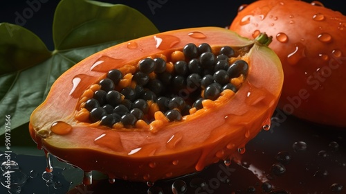 Papayas, adorned with glist...
