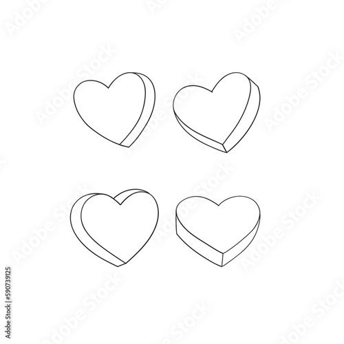St Valentine Day Heart shaped pills vector illustration isolated on white. Linear aesthetics sweet love Valentine candy print for 14 February holiday.