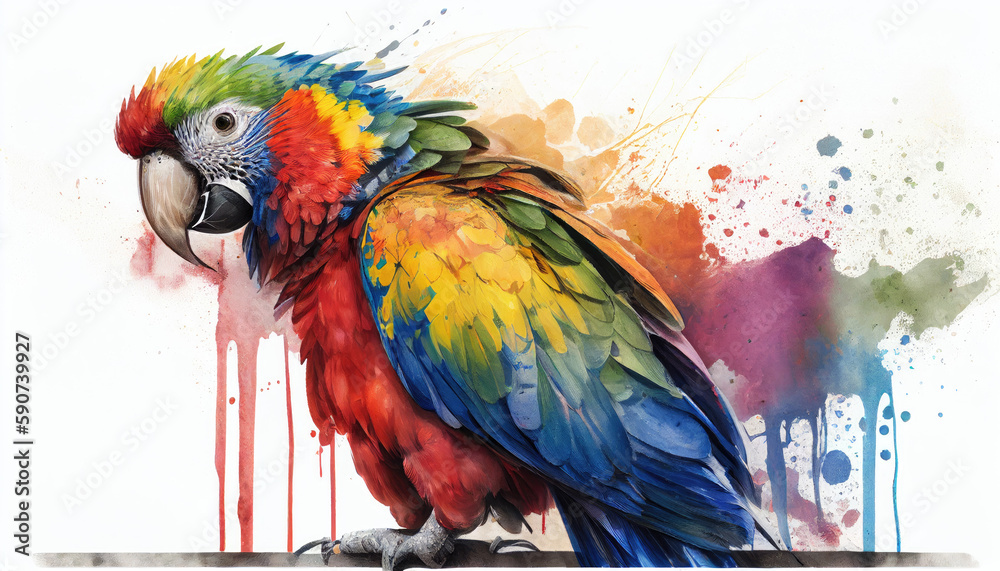 Obraz premium Ara parrot painted in watercolor style on white background