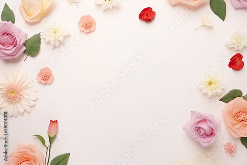 Flat lay image of flowers, twigs and leafs. perfect for backgrounds, weddings, decoration etc. © Niels