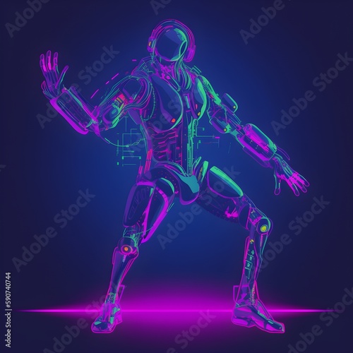"Cyber Circuit: A Neon Robot in the Metaverse" / AI Generated Artwork © Christophe