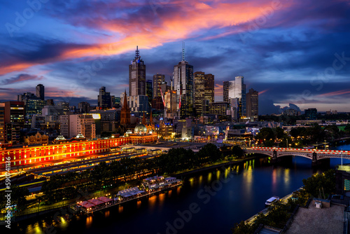 Melbourne city and yara river in Australia