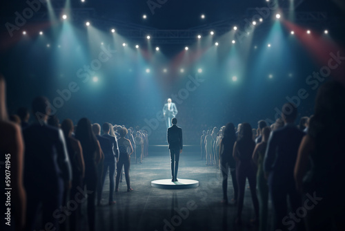 View from the Backstage: TV Show Host or Contestant on Stage