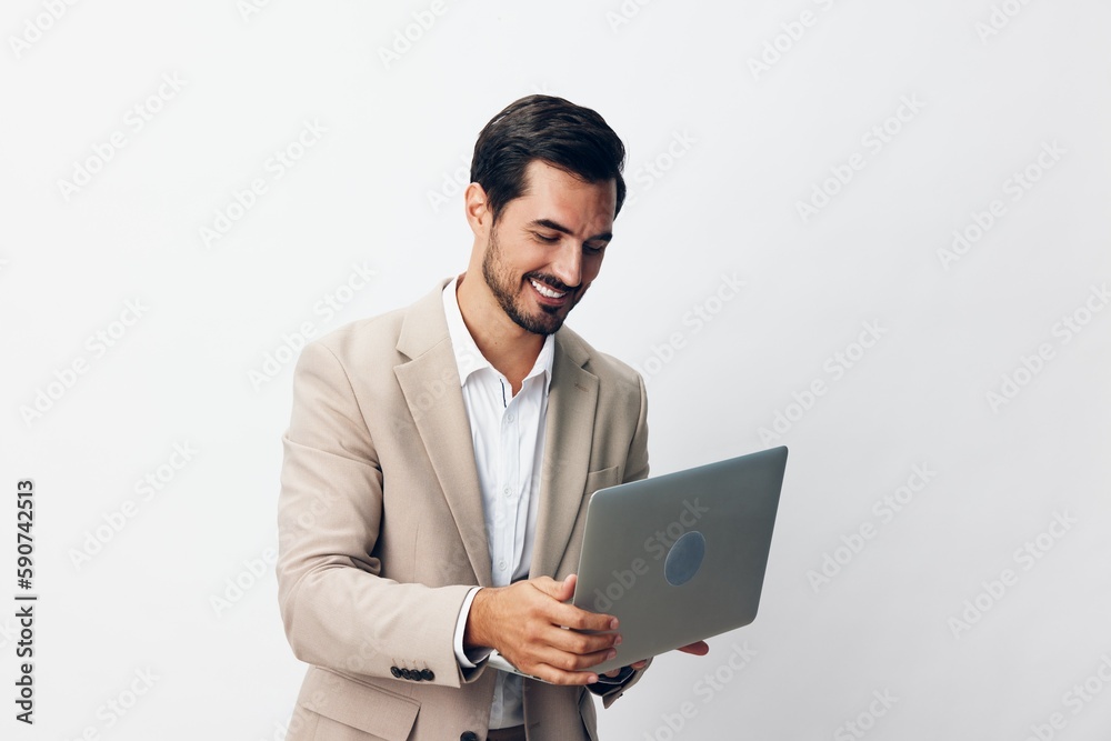 man thoughtful online internet business freelancer laptop computer copyspace job suit man thoughtful online internet business freelancer laptop computer copyspace job suit