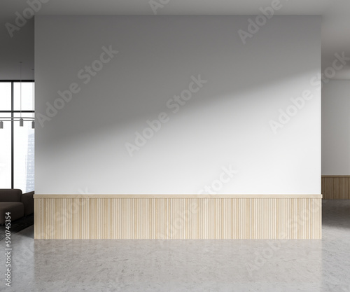 Office hall with white mock up wall