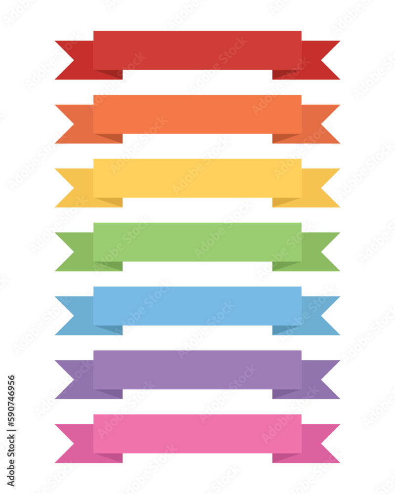 Set of colourful blank ribbon vectors 