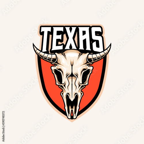 Mascot of wild bison skull that is suitable for e-sport gaming logo template