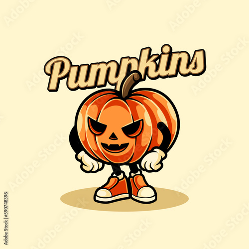 Illustration vector graphic of pumpkin fruit character