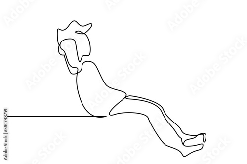 man home relax rest dreaming full length line art