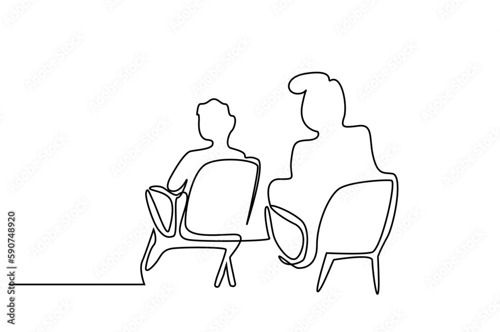 Fototapeta premium woman man couple seat sitting watching together theater cinema conference lifestyle line art