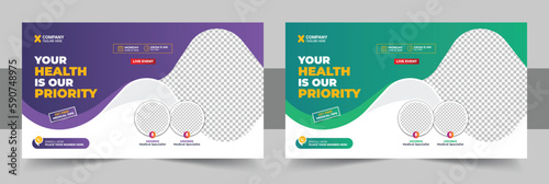 Medical healthcare video thumbnail or web banner video thumbnail, Thumbnail for hospital live workshop business template