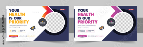 Medical healthcare video thumbnail or web banner video thumbnail, Thumbnail for hospital live workshop business template, Dental hospital and clinic social media cover