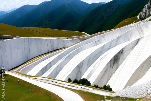 Carrara marble close-up. Quarry on the Apuan Alps, Tuscany, Italy.