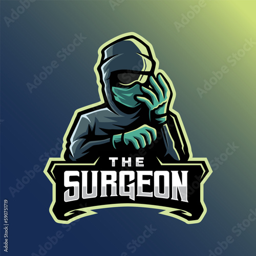 Mascot of the surgeon that is suitable for e-sport gaming logo template