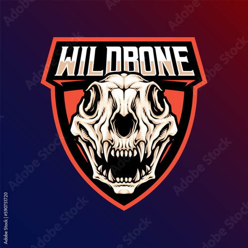 Mascot of wild tiger skull that is suitable for e-sport gaming logo template