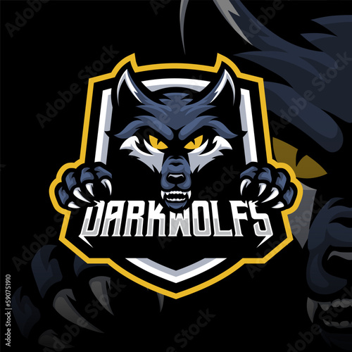 Mascot of Wild Wolf that is suitable for e-sport gaming logo template