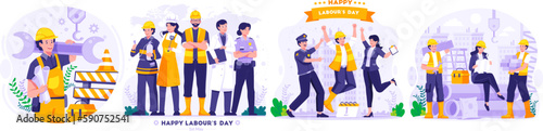 Illustration Set of Labour Day concept vector illustration