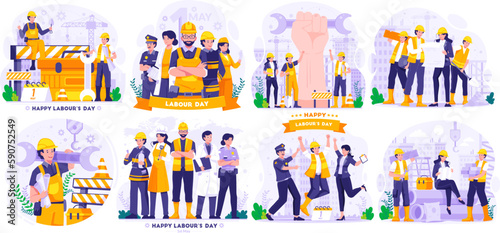 Huge Illustration Set of Labour Day concept vector illustration