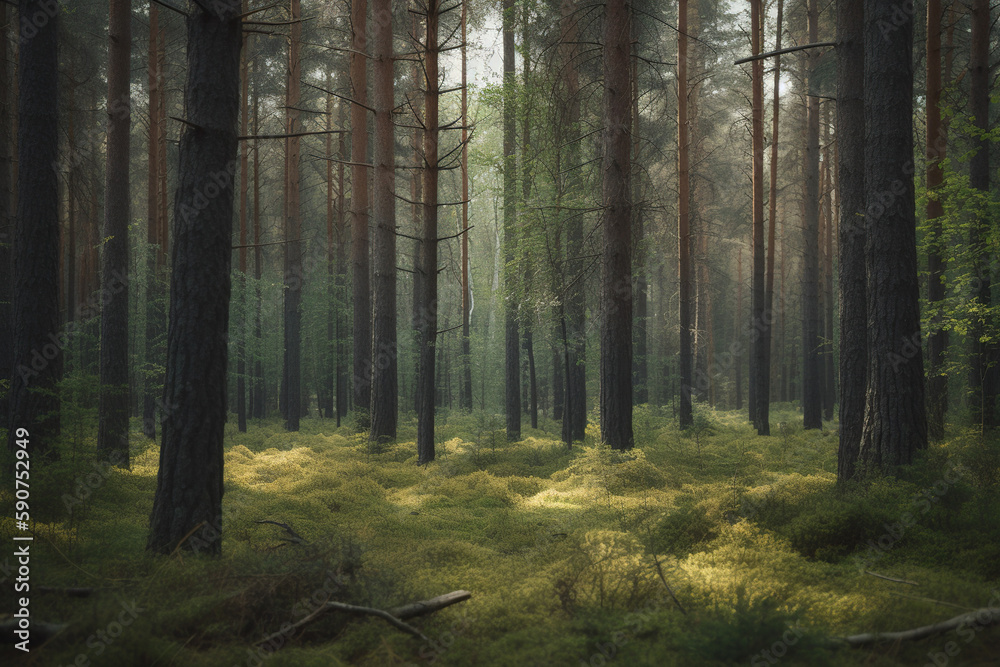 forest golden hour - - Generative AI