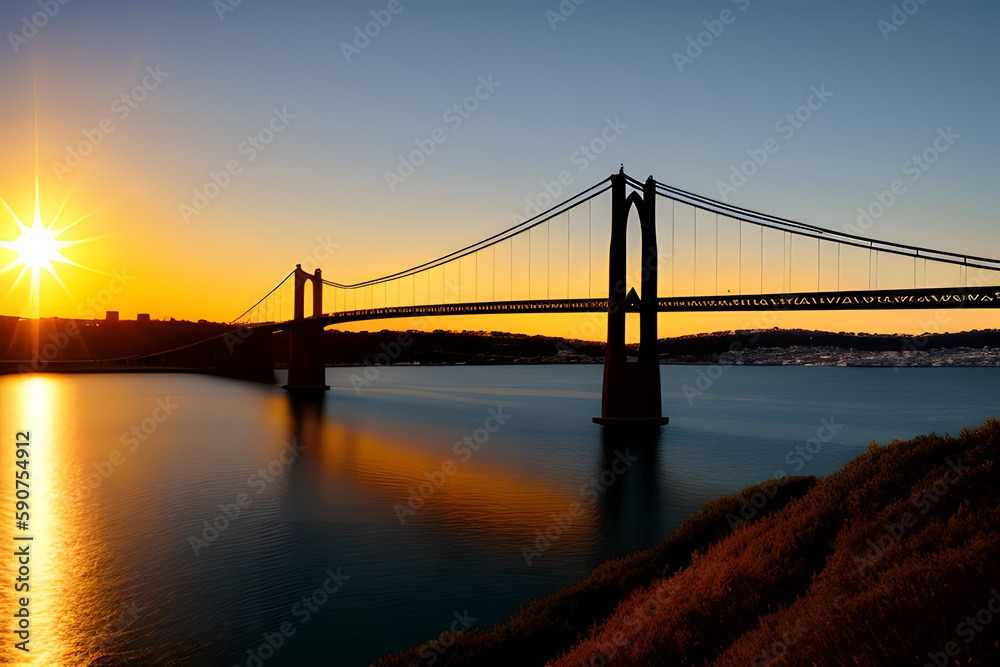 View Of Bridge At Sunset