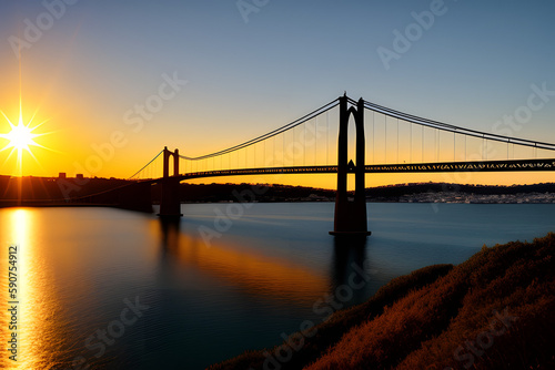 View Of Bridge At Sunset