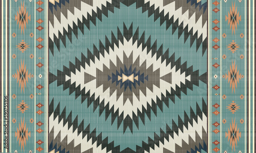  Navajo tribal vector seamless pattern. Native American ornament. Ethnic South Western decor style. Boho geometric ornament. Vector seamless pattern. Mexican blanket, rug. Woven carpet illustration.