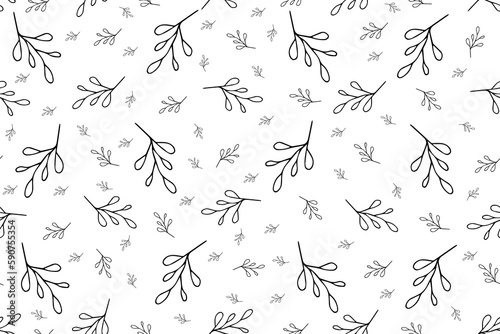Floral abstract background. Seamless pattern with Leaves. Endless ornament with leaf. Wallpaper and bed linen print with tree branch. Vector illustration. Wrapping paper for gift box.