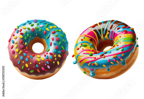Set of colorful donut sprinkles on transparent background. generative Ai