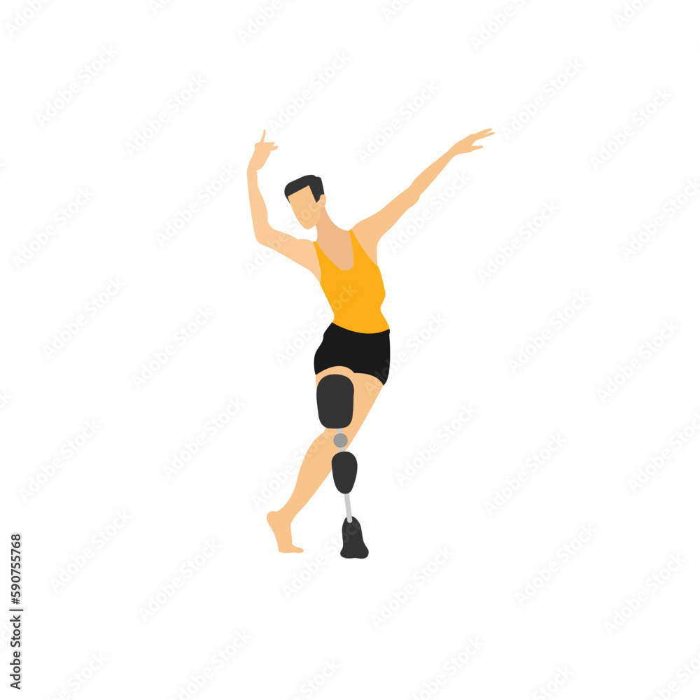Disabled Sportsman with Leg Prosthesis. Handicapped Sport. Paralympic Athlete. Vector illustration