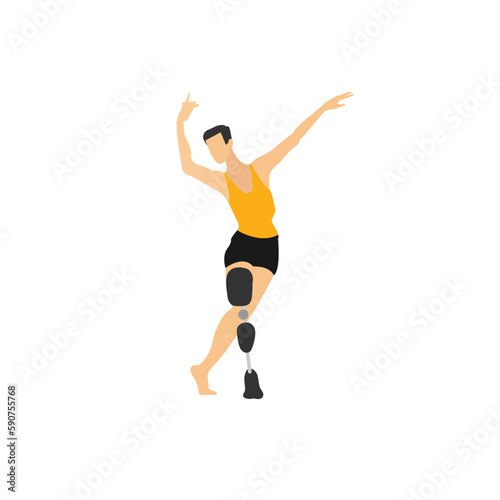 Disabled Sportsman with Leg Prosthesis. Handicapped Sport. Paralympic Athlete. Vector illustration