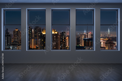 Canvas Print Empty room Interior Skyscrapers View Malaysia