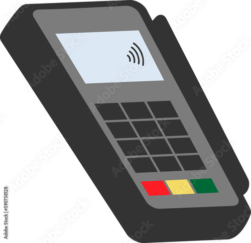 Payment terminal illustration. Contactless and wireless payment. 
