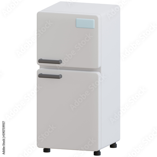 3D icon refrigerator with transparent background