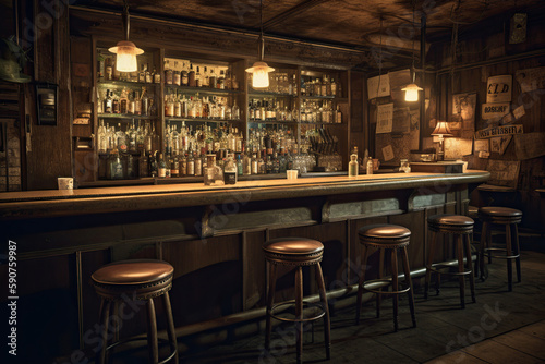 vintage bar, Generative AI