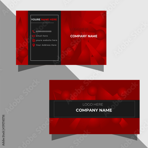 business card template Red and black modern creative business card and name card horizontal simple clean template vector design.
