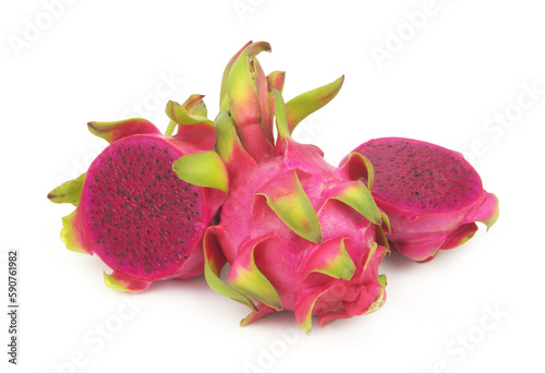 Red  pitaya fruits isolated on white background 