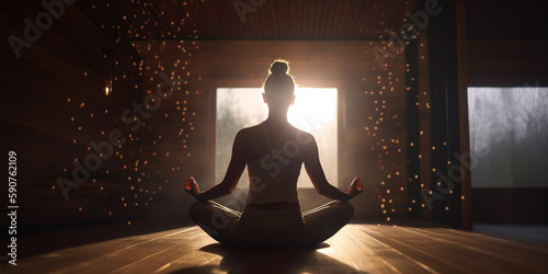 Finding Peace Within: Woman Meditating in Cross-Legged Yoga Pose