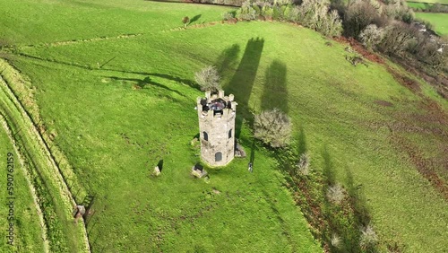 4k drone footage of Folly Tower. South Wales, UK. photo