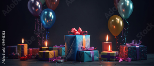 birthday celebrations, gifts, 4k Ultra HD Wallpaper and Background created with Generative AI Technology © Ivan cardona
