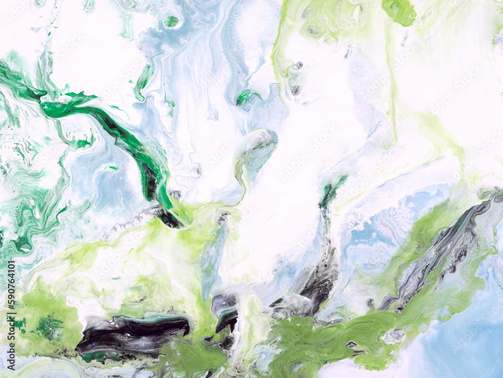 Blue and green abstract  fantastic painting, creative hand painted background, marble texture, abstract ocean, acrylic.