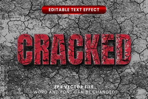 Cracked grunge 3d vector text text effect