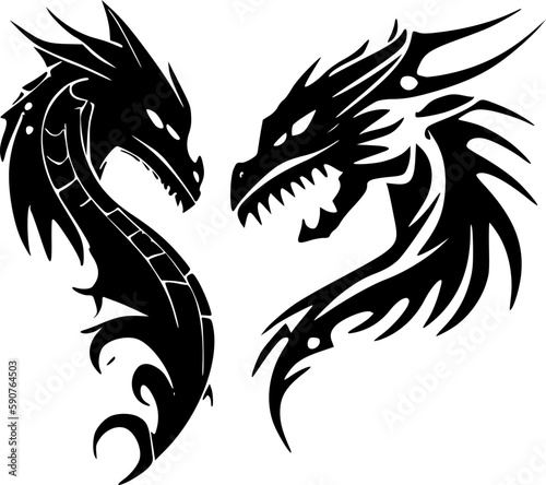 Wallpaper Mural Dragons - High Quality Vector Logo - Vector illustration ideal for T-shirt graphic Torontodigital.ca