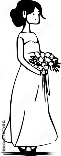 Bridesmaid - Black and White Isolated Icon - Vector illustration