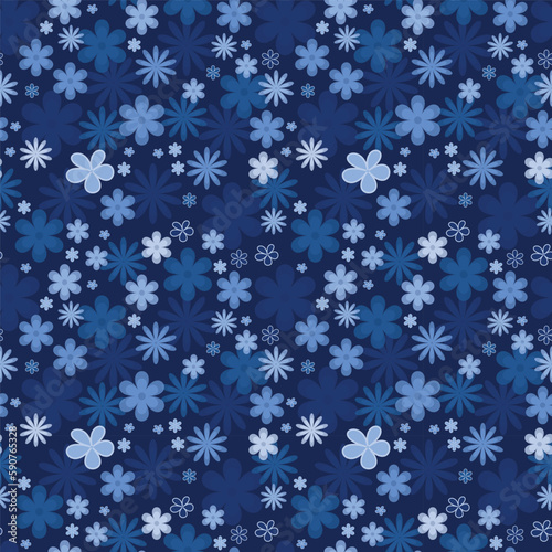 seamless flower pattern on blue background