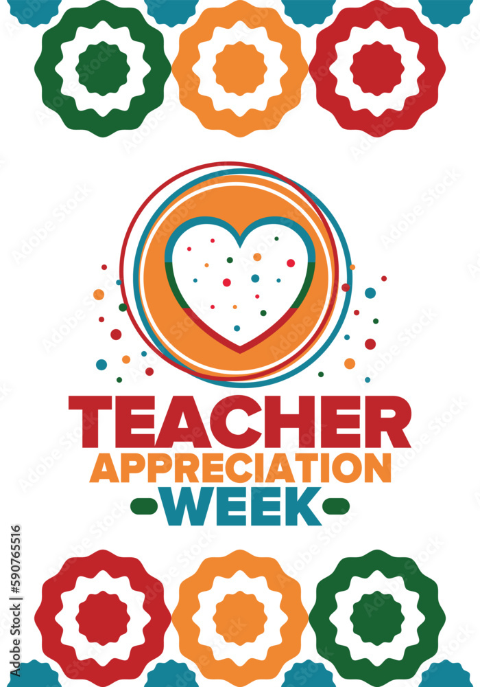 Teacher Appreciation Week in United States. Celebrated annual in May. In honour of teachers who hard work and teach our children. School and education. Student learning concept. Vector illustration