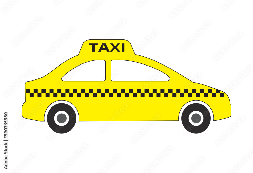 Taxi car icon, color design on white background