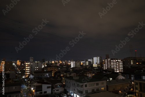 日本の愛知県名古屋市の住宅街の夜景