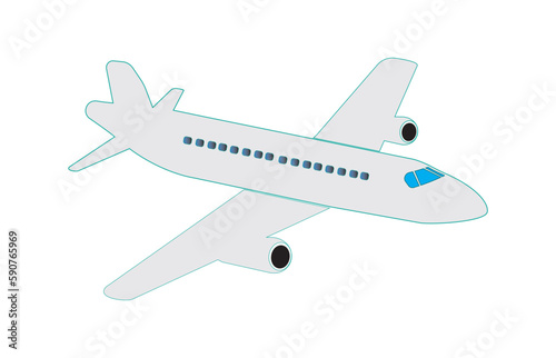 Airplane icon, color on white background