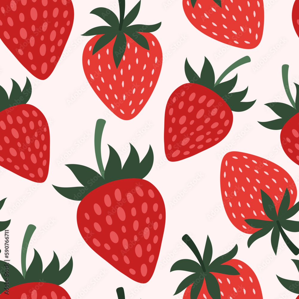 Seamless pattern with strawberries